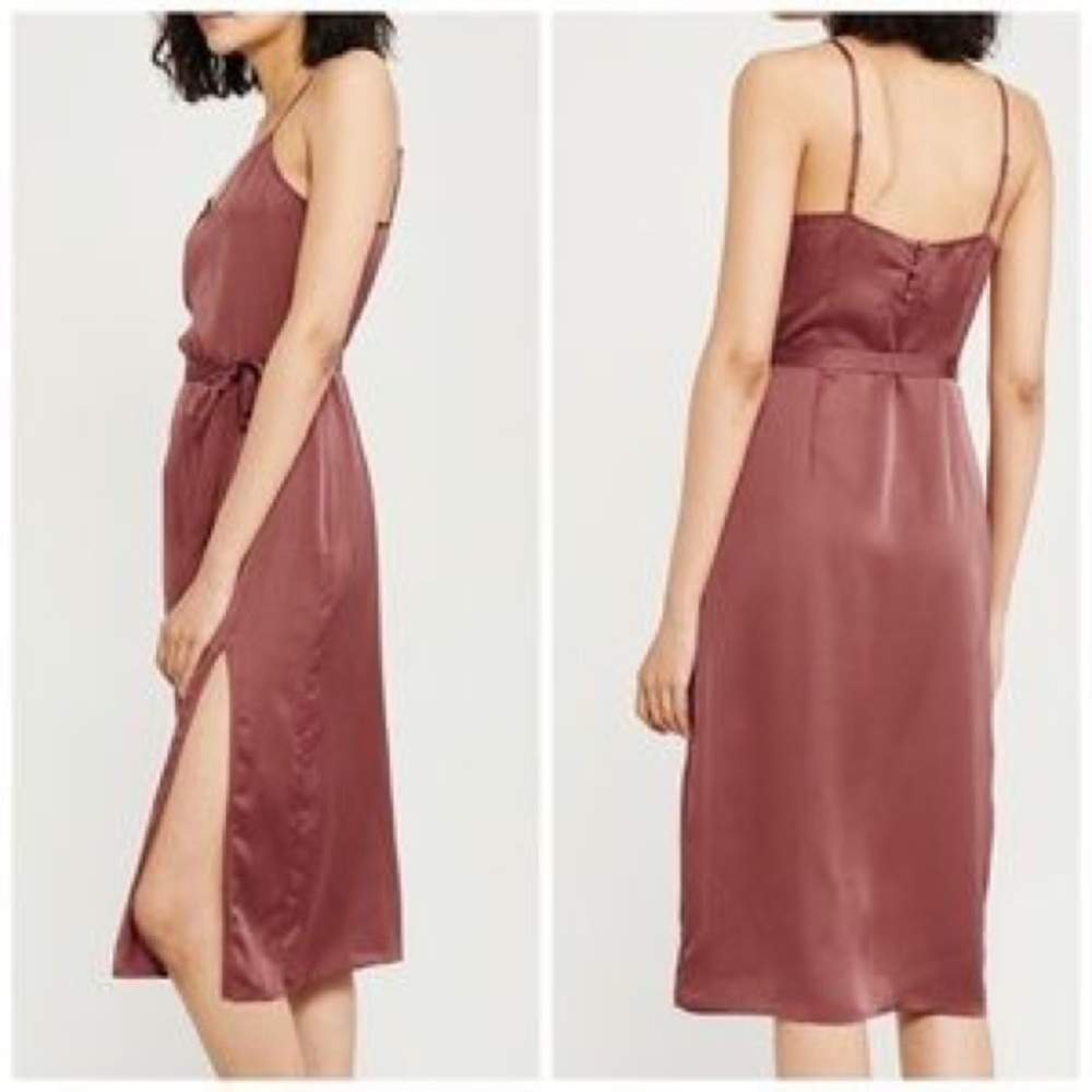 SOLD Abercrombie satin slip dress with side slit